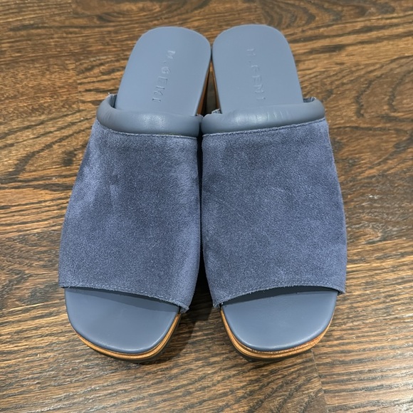 M. Gemi Greta Clog mule open toe with Wooden Platform blue navy size 40.5 10 - Picture 6 of 8